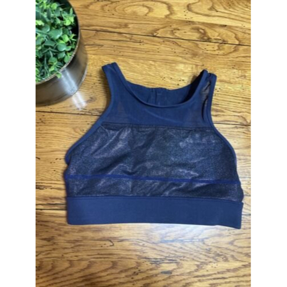 𝅺zyia Active Navy Teal All Star Sports Bra Mesh Zip Back Padded Size Small S/M? - Picture 1 of 6